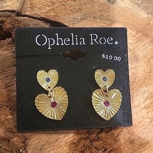 NWT Ophelia Roe Gold Heart Earrings